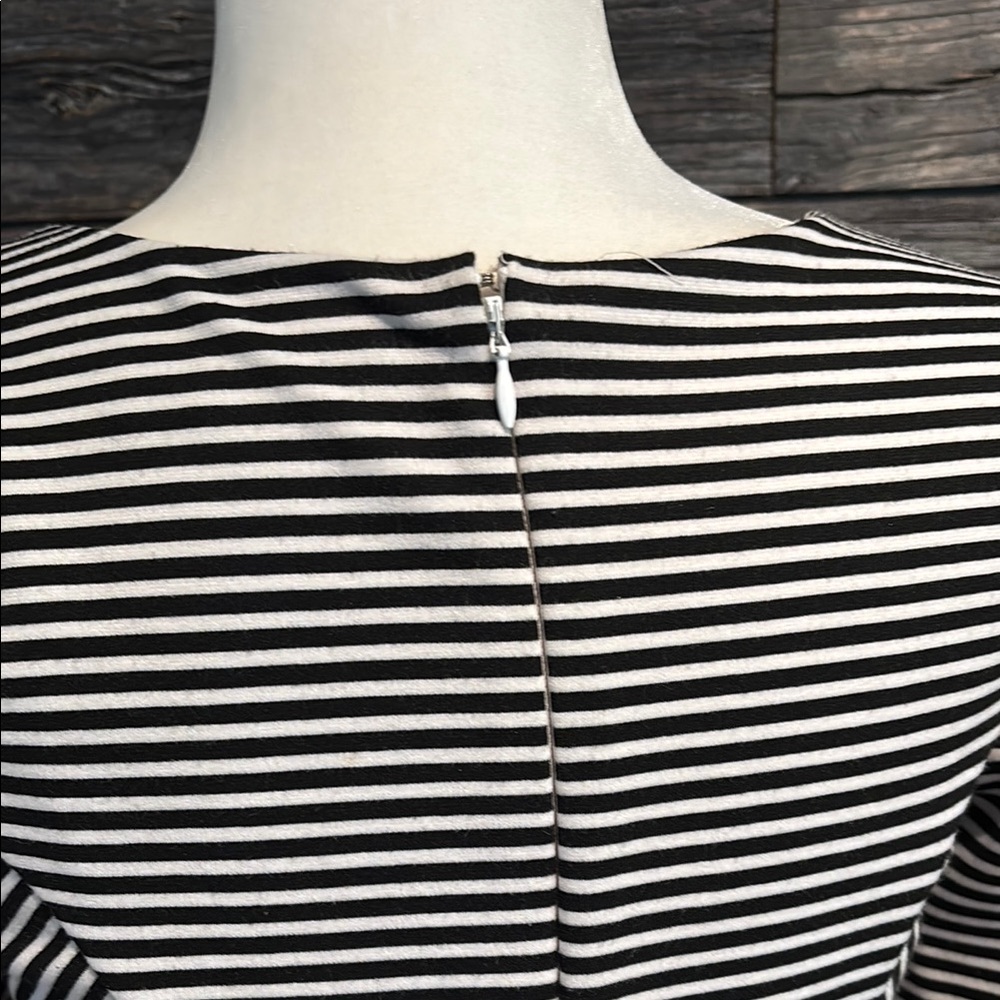 The Limited black and white striped dress with blue belt - Picture 9 of 13